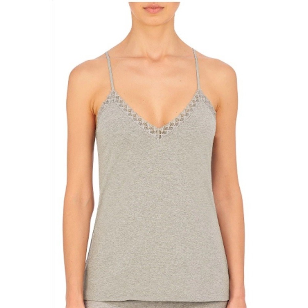 NWT Natori XL Bliss Cotton V Neck Cami 780058 Gray Tank Top 120234